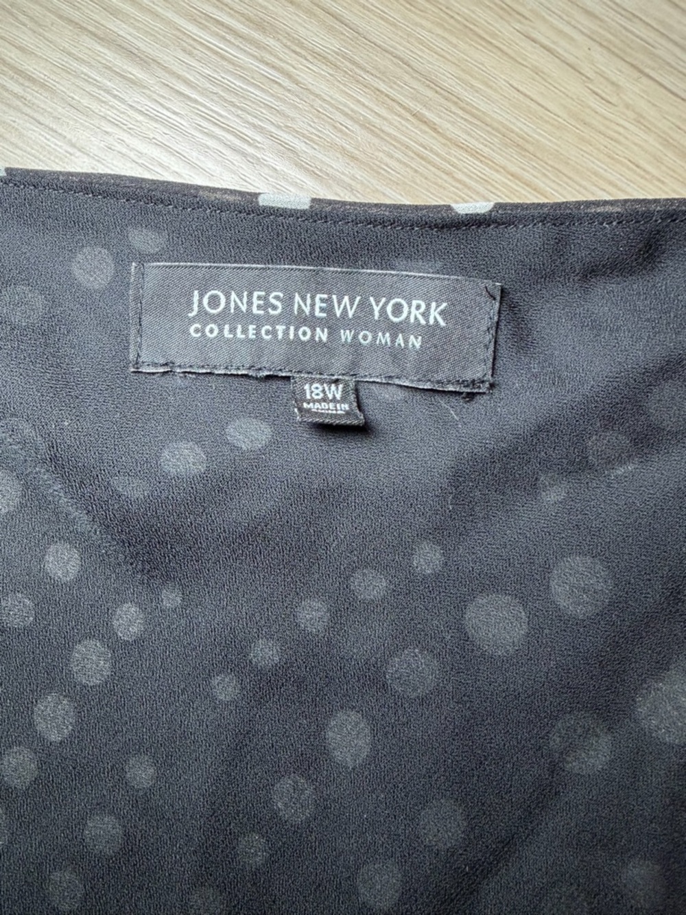 Jones New York Polka Dot Cowl Neck Blouse Size 18W Black White - Picture 6 of 8
